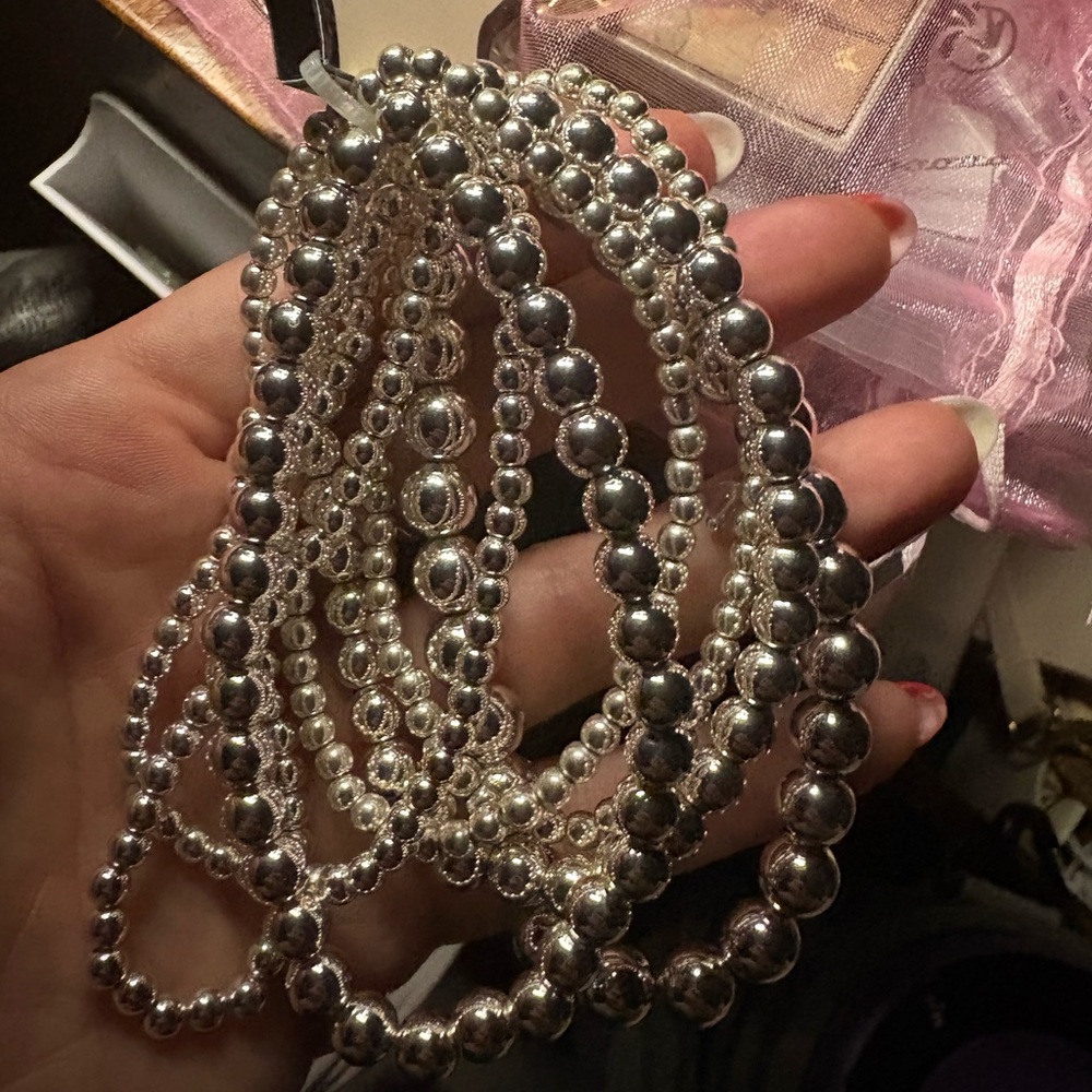 Elegant Silver Beaded 7 Strand Bracelet - Picture 4 of 5